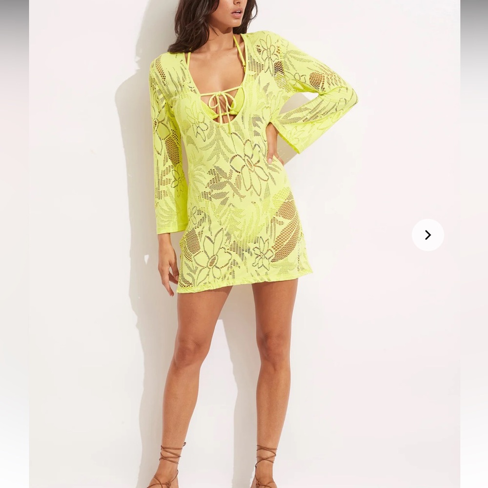 NWOT Anthropologie Seafolly Islands Kaftan in Celery - M